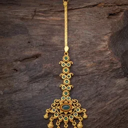 Kushal's Fashion Jewellery Gold-Plated Stone-Studded & Beaded Maang Tikka-picture-16