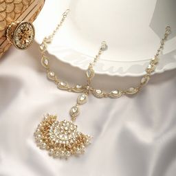 TEEJH Kundan Studded & Beaded Matha Patti Head Jewellery-picture-18