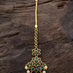 Kushal's Fashion Jewellery Gold-Plated Stone-Studded & Beaded Antique Maang Tikka-picture-13