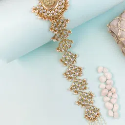 KARATCART Gold-Plated & White Kundan Studded Head Chain-picture-56