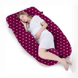 Mom's Moon Wine Dot Printed Fiber Filled Faux Velvet Maternity Pillow-picture-31