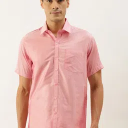 THANGAMAGAN Men Pink Solid Casual Shirt-picture-16