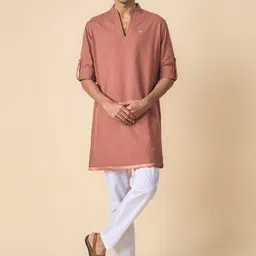 Tasva Woven Design Straight Pure Cotton Kurta with Pyjamas-image-99