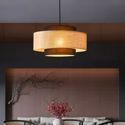 habereindia Drum Handmade Bamboo Pendant Hanging Light (Brown)-picture-14