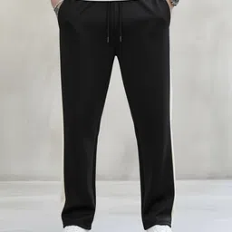 vontade Men Solid, Striped Black Track Pants image 2