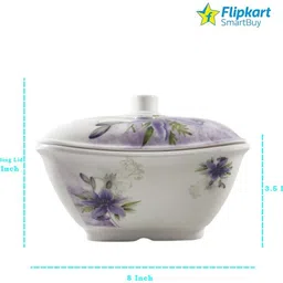 flipkart smartbuy Pack of 40 Melamin Purple Flowers Printed Square Shape Dinner Set image 3
