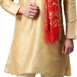 weavers villa Cotton Silk Woven Red Men Dupatta image 2