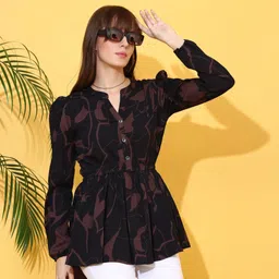 sheetal associates Casual Regular Sleeves Printed Women Black, Brown Top-picture-36