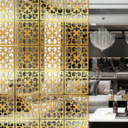 planet decor Static Glare (Set Of 10) Gold Colour Acrylic Hanging Room Divider image 2