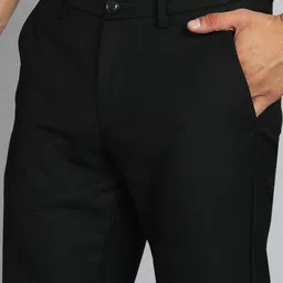 allen solly Men Slim Fit Black Cotton Blend Trousers image 5