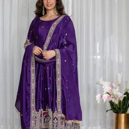 otfit feb private limited Embroidered Silk Blend Stitched Anarkali Gown image 3