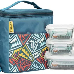 femora Glass Microwave Safe,Multipurpose Lunch Box,300 ml ,620 ml 3 Containers Lunch Box-picture-12