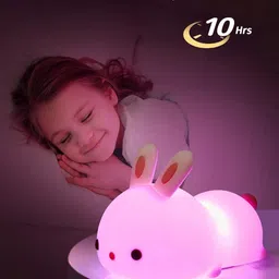 kitchenbiz Bunny Night Light for Kids Room, Rechargeable, 7Color Changing Night Lamp Table Lamp image 3