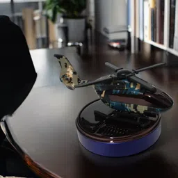 GiftChowk Solar-Powered Military Helicopter Model Car Aroma Diffuser Car Diffuser image 1