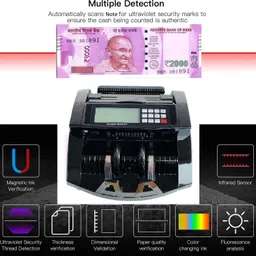 SWAGGERS Currency Counting Machine Fully Automatic Note Counting Machine Bill Counter with Add, Batch Functions, UV/MG Fake Note Detection, Value Counting & Large LCD Display Note Counting Machine image 4