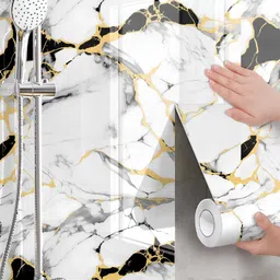 floppy Decorative White, Black, Gold Wallpaper image 4