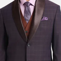 Blackberrys Checked Slim-Fit Tuxedo Three-Piece Suit image 3