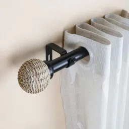 the decor mart Beige Iron 48 - 88 Inches Expandable Curtain Rod with Accessories-picture-24