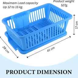 shyam creation Dish Drainer Kitchen Rack Plastic Dish Drainer Rack with Tray & Utensil Stand for Kitchen Sink (Blue) Plastic image 5
