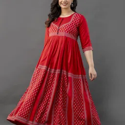 clothing house Women Printed Viscose Rayon Anarkali Kurta image 3