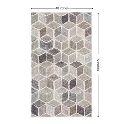 sapana carpet-mats Cream Geometric Wool 4 ft X 6 ft Machine Made Carpet image 3