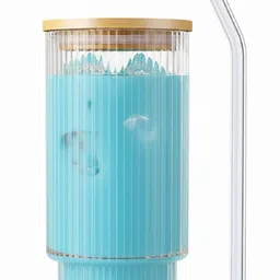 shipplier Classic Textured Glass Tumbler with Lid & Straw – Cold Brew Drinkware Glass Tumbler-picture-36