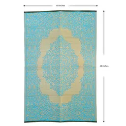 sapana carpet-mats Aqua Traditional Polyproylene 4 ft x 6 ft Machine Made Picnic Mat image 3