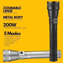 stybits X18(ZOOMABLE Metal Torch) 5 Modes Flashlight, Super Bright Torch Torch image 3