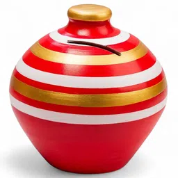 royalshopy Decorative Clay Gullak | Handmade Earthen Money Bank for Savings Coin Bank image 3