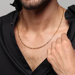 AKSHAT SAPPHIRE Men 92.5 Sterling Silver Gold-Plated Figaro Chain image 2