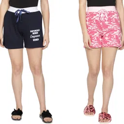 Pack of 2 Printed Women Black, Red Basic Shorts-image-97