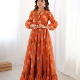 radharani tex Self Design Georgette Stitched Anarkali Gown image 3