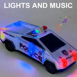 apj enterprise Push and Go Cyber Police Truck Toy for Kids with Flashing Lights and Music image 4