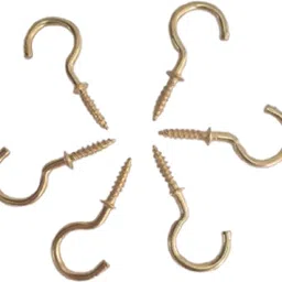 q1 beads 25 Pcs 2 inch Brass Finish Steel Wall Hook Hanger J hook Cup Hook Ceiling Hook Hook 1-picture-22