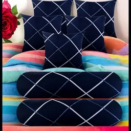 urmila creation 5 Cushion 2 Bolster Microfibre Stripes Bolster Pack of 7-picture-17