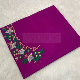 ayonija Unstitched Cotton Silk Blouse Material Embroidered image 3