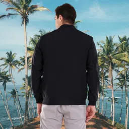 Yaqr Men's Black Wind Cheater Jacket Solid Men Wind Cheater image 3