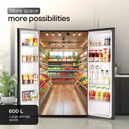 godrej 600 L Frost Free Side by Side 3 Star Refrigeratorwith Toughened Glass Door with Smart Convertible Zones and Digital Touch Panel image 3
