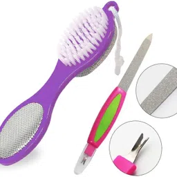 4 in 1 pedicure brush with free 2 in 1 Manicure pedicure Comb kit-image-78