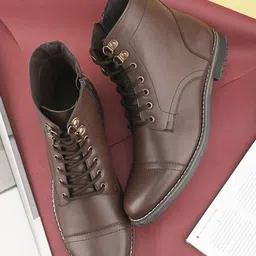 Roadster Men Brown Faux Leather Casual Lace Up Boots Boots For Men-picture-10