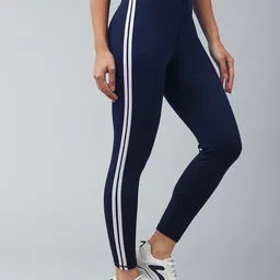 blinkin Striped Women Blue Tights image 4