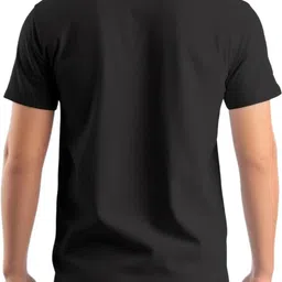 kanitex Men Printed Round Neck Pure Cotton Black T-Shirt image 2