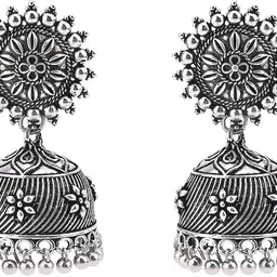 haniya Oxidised Silver Silver Silver, Black Jewel Set image 5