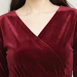 true westies Women Fit and Flare Maroon Maxi/Full Length Dress image 4