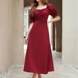 houseofcommon Women Fit and Flare Black Midi/Calf Length Dress-picture-10