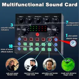 urban infotech V8 Portable Audio Mixer Interface, Bluetooth Sound Card for Recording/Podcast Digital Sound Mixer image 3