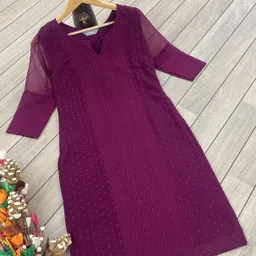 gufrina Women Embroidered Georgette Straight Kurta-picture-21