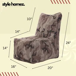 style homez Large CANVAS CLASSIC CHAIR, Cotton Camouflage Printed Bean Bag Chair With Bean Filling image 3