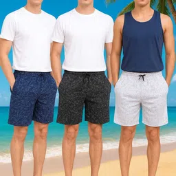 awala fashion Pack of 3 Printed Men Multicolor Basic Shorts-picture-33