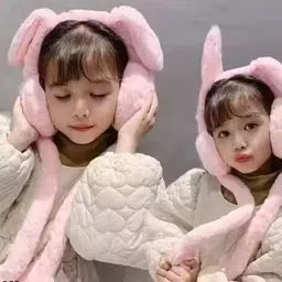 babosa feb Winter Fur Dark Pink Earmuff Pump Plush Ear Warmer (Ear Moving) Ear Muff Ear Muff image 5